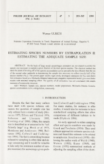 Estimating species numbers by extrapolation. 2, Estimating the adequate sample size