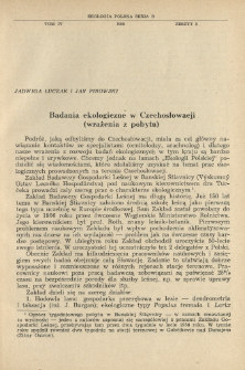Badania ekologiczne w Czechosłowacji (wrażenia z pobytu)