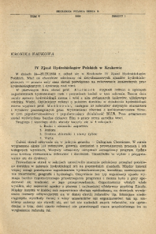 IV Zjazd Hydrobiolog&oacute;w Polskich w Krakowie