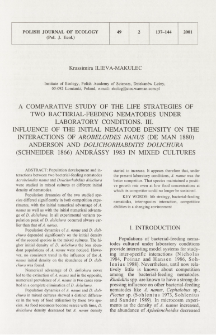 A comparative study of the life strategies of two bacterial-feeding nematodes under laboratory conditions. 3, Influence of the initial nematode density on the interactions of Arobeloides nanus (de Man 1880) Anderson and Dolichorhabditis dolichura (Schneider 1866) Andr&aacute;ssy 1983 in mixed cultures