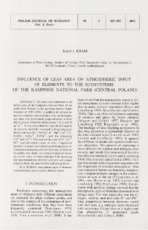 Influence of leaf area on atmospheric input of elements to the ecosystems of the Kampinos National Park (Central Poland)