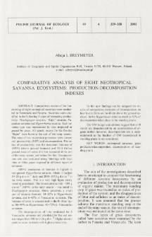 Comparative analysis of eight neotropical savanna ecosystems: production-decomposition indexes