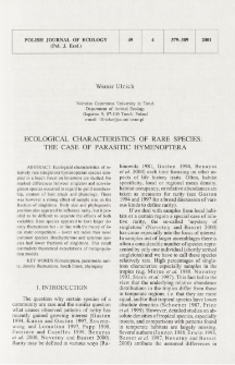 Ecological characteristics of rare species: the case of parasitic Hymenoptera