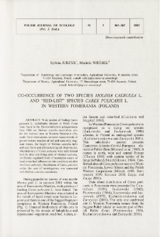 Co-occurrence of two species Molinia caerulea L. and "red-list" species Carex pulicaris L. in Western Pomerania (Poland)