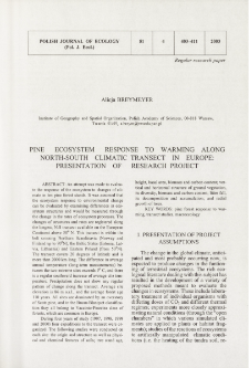 Pine ecosystem response to warming along North-South climatic transect in Europe: presentation of research project