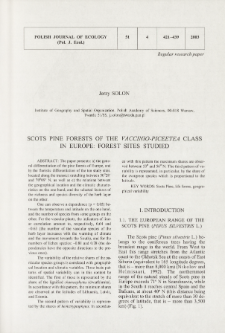 Scots pine forest of the Vaccinio-Piceetea class in Europe: forest sites studied