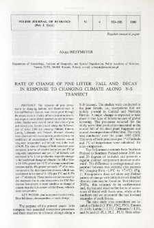 Rate of change of pine litter fall and decay in response to changing climate along N-S transect