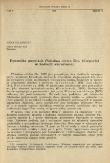 Dynamika populacji Philodina citrina Ehr. (Rotatoria) w hodowli akwariowej