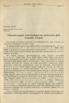 Charakterystyka mikrobiologiczna niekt&oacute;rych gleb zespoł&oacute;w leśnych