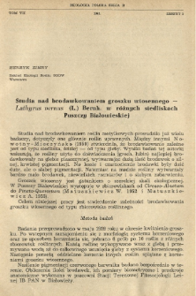 Studia nad brodawkowaniem groszku wiosennego - Lathyrus vernus (L.) Bernh. w r&oacute;żnych siedliskach Puszczy Białowieskiej