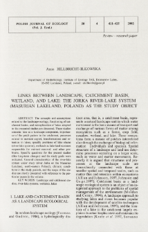 Links between landscape, catchment basin, wetland, and lake: the Jorka river-lake system (Masurian Lakeland, Poland) as the study object