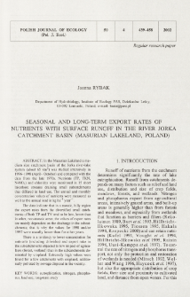 Seasonal and long-term export rates of nutrients with surface runoff in the river Jorka catchment basin (Masurian Lakeland, Poland)