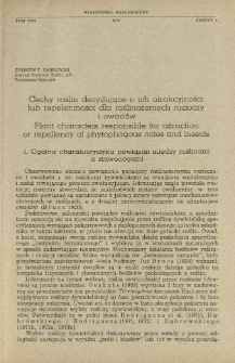 Cechy roślin decydujące o ich atrakcyjności lub repelentności dla roślinożernych roztoczy i owad&oacute;w