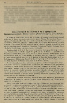 Problematyka ekologiczna na I Sympozjum Akaroentomologii Medycznej i Weterynaryjnej w Gdańsku