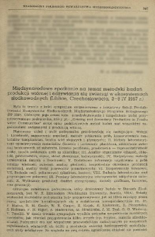 Międzynarodowe spotkanie na temat metodyki badań produkcji wt&oacute;rnej i odżywiania się zwierząt w ekosystemach słodkowodnych (Liblice, Czechosłowacja, 3-8 IV 1967 r.)