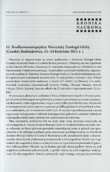 11 Środkowoeuropejskie Warsztaty Zoologii Gleby (Czeskie Budziejowice, 11-14 kwietnia 2011 r.)
