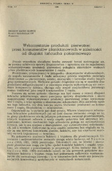Wykorzystanie produkcji pierwotnej przez konsument&oacute;w planktonowych w zależności od długości łańcucha pokarmowego