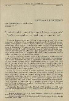 Z badań nad drapieżnictwem pająk&oacute;w na komarach