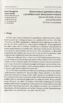 R&oacute;żnorodność gatunkowa drzew a produktywność ekosystem&oacute;w leśnych