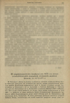 III międzynarodowa konferencja MPB na temat produktywności populacji drobnych ssak&oacute;w (Helsinki, 24-28 VIII 1970 r.)