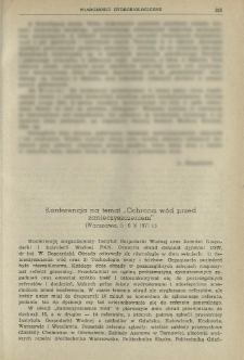 Konferencja na temat "Ochrona w&oacute;d przed zanieczyszczeniem" (Warszawa, 5-6 X 1971 r.)