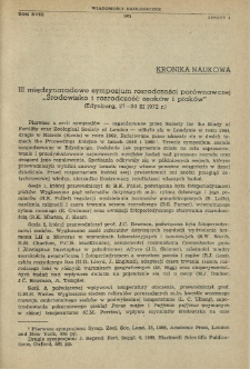 III międzynarodowe sympozjum rozrodczości por&oacute;wnawczej "Środowisko i rozrodczość ssak&oacute;w i ptak&oacute;w" (Edynburg, 27-30 III 1972 r.)