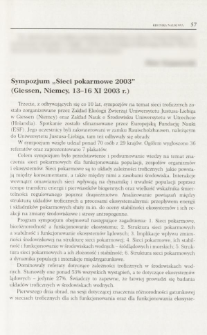 Sympozjum "Sieci pokarmowe 2003" (Giessen, Niemcy, 13-16 XI 2003 r.)
