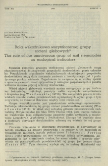 Rola wskaźnikowa wszystkożernej grupy nicieni glebowych