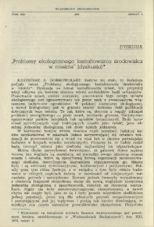 "Problemy ekologicznego kształtowania środowiska w mieście" (dyskusja)