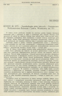 G&oacute;rny, M. 1975 - Zooekologia gleb leśnych - Państwowe Wydawnictwo Rolnicze i Leśne, Warszawa, str. 311