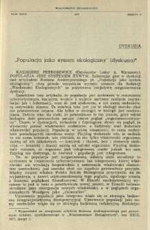 "Populacja jako system ekologiczny" (dyskusja) : Populacja jest systemem żywym