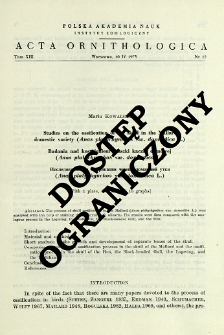 Studies on the ossification of the skull in the mallard domestic variety (Anas platyrhynchos var. domestica L.)