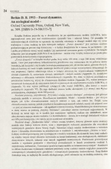 Botkin D. B. 1993 - Forest dynamics. An ecological model - Oxford University Press, Oxford, New York, ss. 309. [ISBN 0-19-506555-7]
