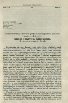 Zr&oacute;żnicowanie morfologiczno-ekologiczne ptak&oacute;w wodno-błotnych
