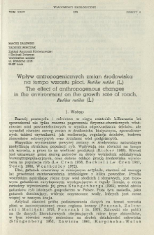 Wpływ antropogenicznych zmian środowiska na tempo wzrostu płoci, Rutilus rutilus (L.)