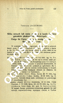 Kilka nowych lub mniej znanych w faunie Polskiej gatunk&oacute;w pluskwiak&oacute;w (Heteroptera) = Einige f&uuml;r Polen neue oder wenig bekannte Heteroptern - Arten
