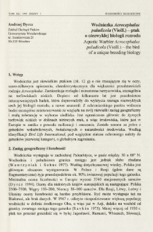 Wodniczka Acrocephalus paludicola (Vieill.) - ptak o niezwykłej biologii rozrodu