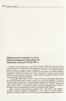 Międzynarodowe sympozjum na temat inżynierii ekologicznej "Ekotechnika 95" (&Ouml;stersund, Szwecja, 29-31 III 1995 r.)