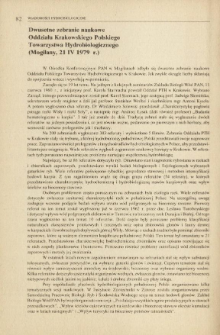Dwusetne zebranie naukowe Oddziału Krakowskiego Polskiego Towarzystwa Hydrobiologicznego (Mogilany, 21 IV 1979 r.)