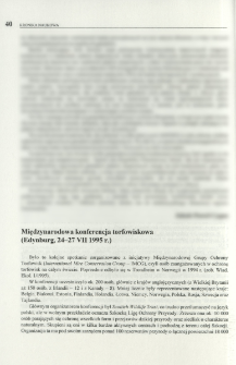 Międzynarodowa konferencja torfowiskowa (Edynburg, 24-27 VII 1995 r.)