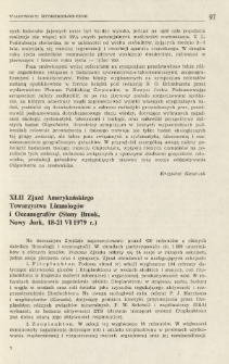 XLII Zjazd Amerykańskiego Towarzystwa Limnolog&oacute;w i Oceanograf&oacute;w (Stony Jork, 18-21 VI 1979 r.)