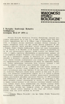 I Brytyjska Konferencja Rybactwa Śr&oacute;dlądowego (Liverpool, 10-12 IV 1979 r.)