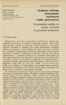 Struktura troficzna ekosystem&oacute;w trawiastych - studia por&oacute;wnawcze