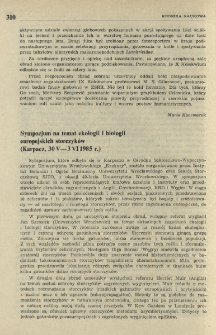 Sympozjum na temat ekologii i biologii europejskich storczyk&oacute;w (Karpacz, 30 V-3 VI 1985 r.)