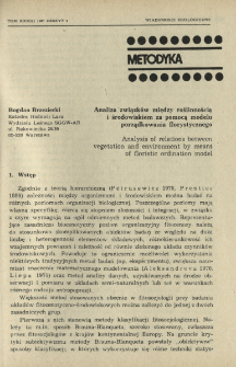 Analiza związk&oacute;w między roślinnością i środowiskiem za pomocą modelu porządkowania florystycznego