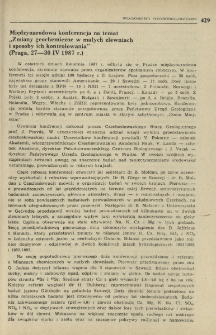 Międzynarodowa konferencja na temat "Zmiany geochemiczne w małych zlewniach i sposoby ich kontrolowania" (Praga, 27-30 IV 1987 r.)
