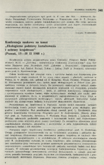 Konferenjca naukowa na temat "Ekologiczne podstawy kształtowania i ochrony krajobrazu" (Poznań, 15-18 II 1988 r.)