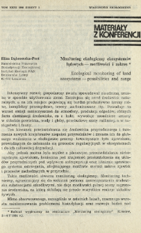 Monitoring ekologiczny ekosystem&oacute;w lądowych - możliwości i zakres