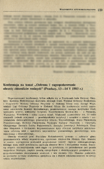 Konferencja na temat "Ochrona i zagospodarowanie obrzeży zbiornik&oacute;w wodnych" (Przełazy, 13-14 V 1983 r.)