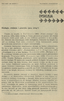 Ekologia, ewolucja i genetyka (parę uwag)